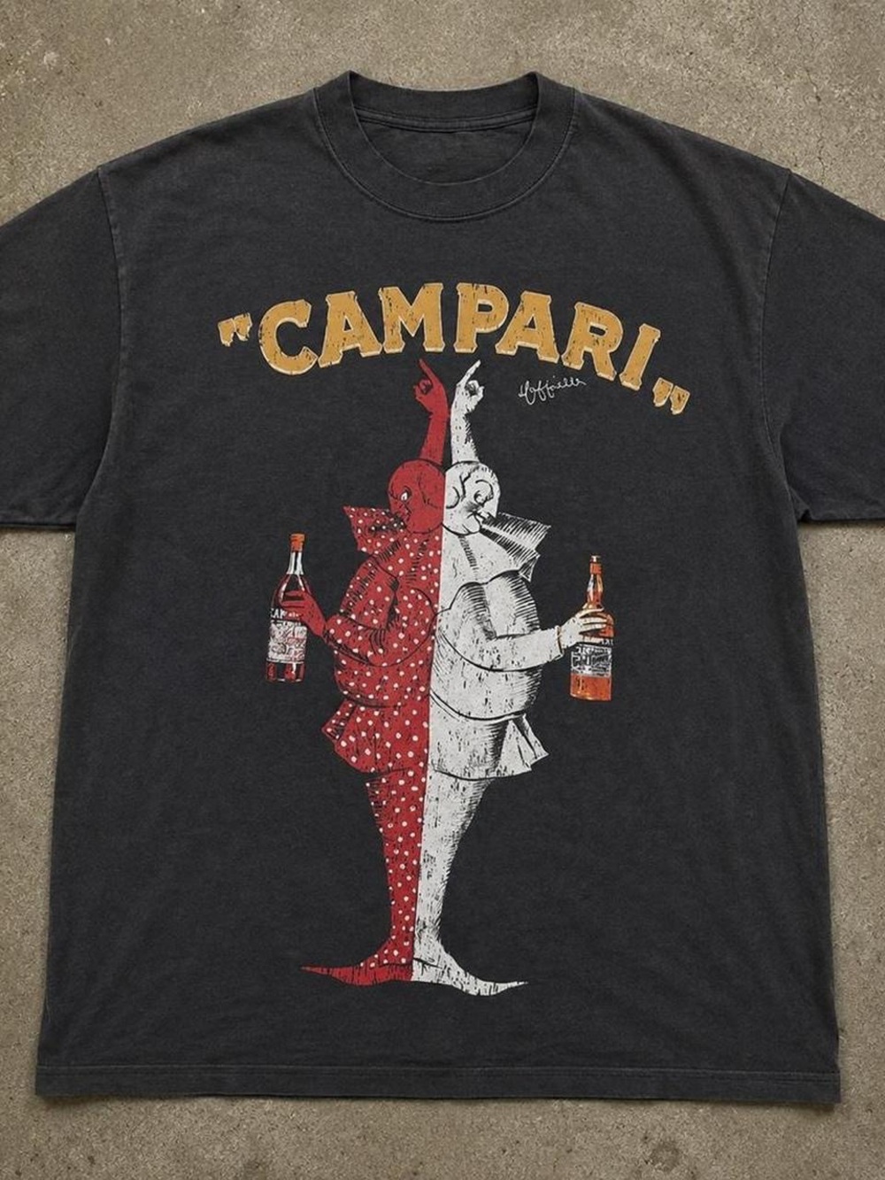 Gildan Black Campari Graphic Tee with Red, White and Gold Print